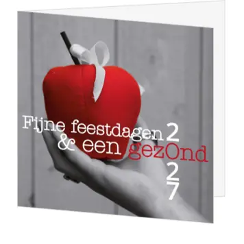 Rode kerstkaart met appel en 2027