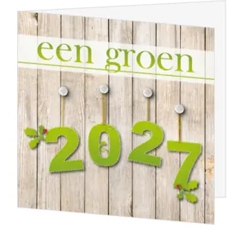 kerstkaart een groen 2027 met houtlook
