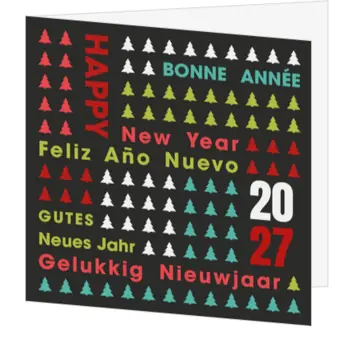 kerstkaart met kerstboom typografie en 2027