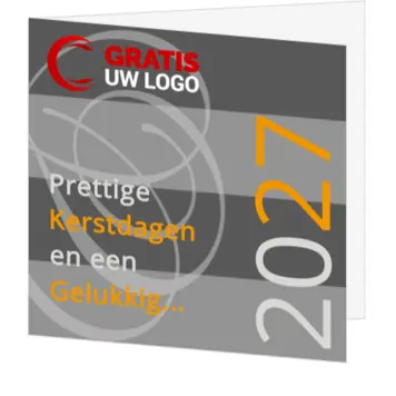 kerstkaart met jaartal 2021 in zilvergrijs en oranje