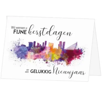 kerstkaart met kleurrijke skyline van Rotterdam