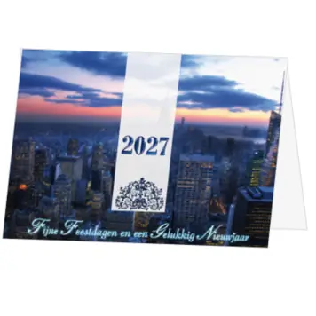 kerstkaart skyline met jaartal 2027