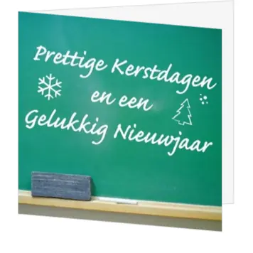 kerstkaart met krijtbord en typografische kerstgroet