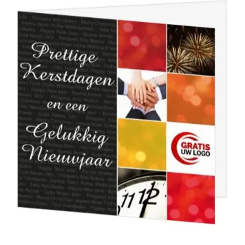 Zakelijke kerstkaart met vuurwerk en nieuwjaarswens
