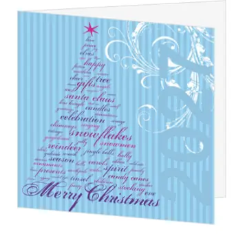 kerstkaart met typografische kerstboom en 2022