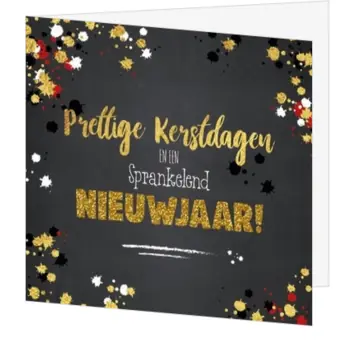 kerstkaart met goudlook en feestelijke typografie