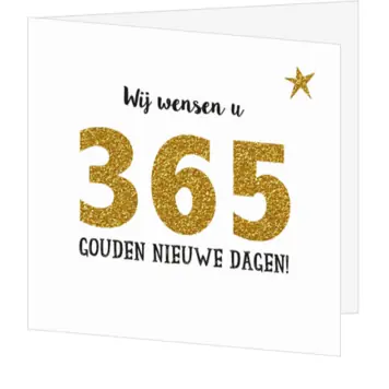 kerstkaart met gouden 365 en sterren