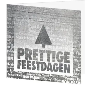 Typografische kerstkaart met kerstboom en zilvergrijze uitstraling