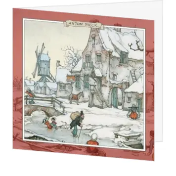 Kerstkaart met winters dorp van Anton Pieck