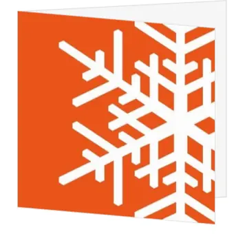 kerstkaart met witte sneeuwvlok op feloranje vlak