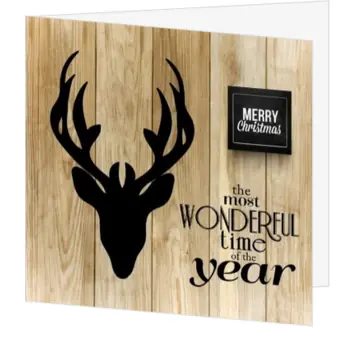 Kerstkaart met rendier op hout