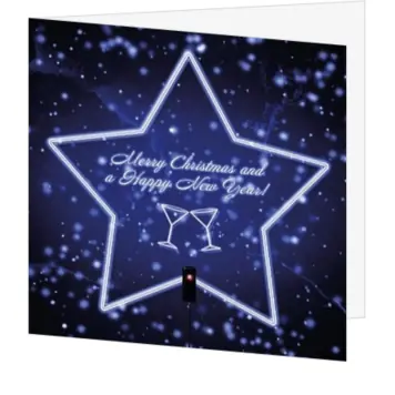 kerstkaart met blauwe neon ster