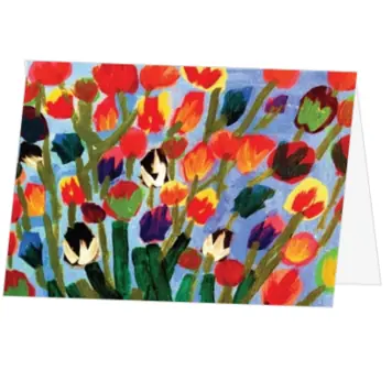 kerstkaart met kleurrijke bloemen in kunststijl