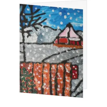 Kerstkaart met geschilderd winters sneeuwlandschap