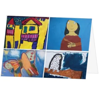 kerstkaart met kleurrijke kunstcollage