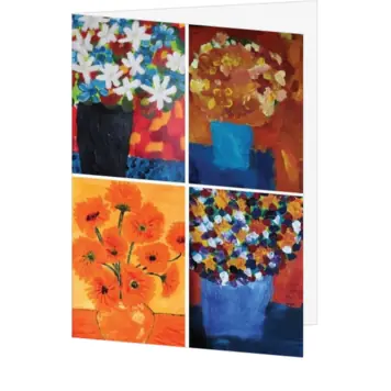 Kerstkaart met kleurrijke bloemen in kunststijl