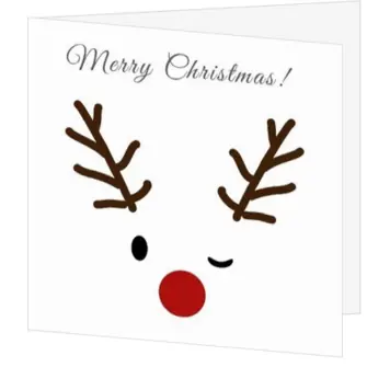 kerstkaart met rendier op witte achtergrond