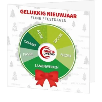 kerstkaart met groene kerstkrans als chart