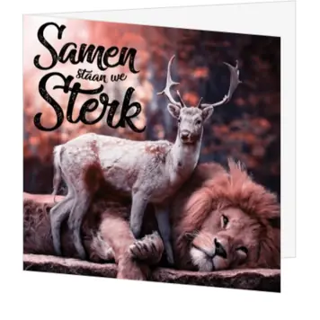 Humoristische kerstkaart Samen staan we sterk