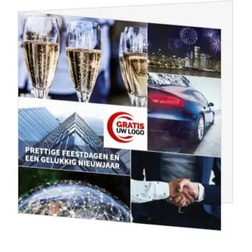 Zakelijke kerstkaart met logo en blauwe sfeer