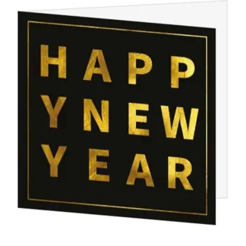 Typografische kerstkaart met goudfolie Happy New Year
