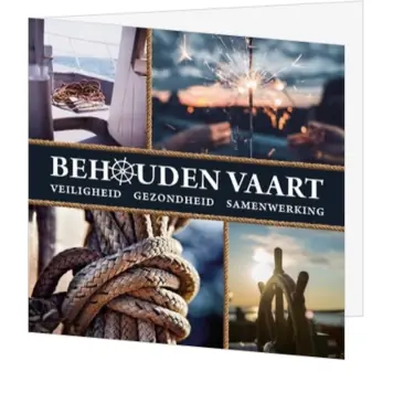 kerstkaart behouden vaart met maritieme uitstraling