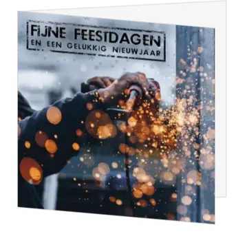 Kerstkaart met lasser en vonken