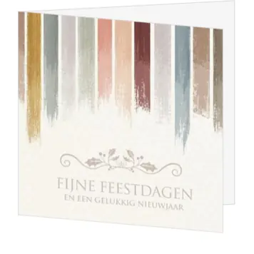 Kerstkaart met klassieke verfstroken en fijne feestdagen