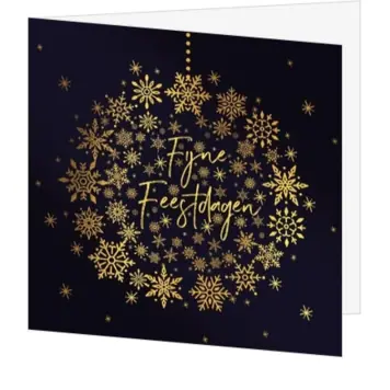 kerstkaart met gouden ijssterren kerstbal