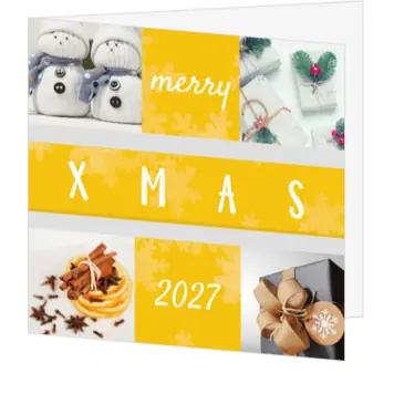 kerstkaart met winterse foto's en 2027