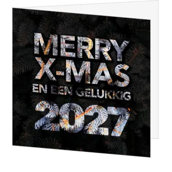 kerstkaart Merry X-mas en een gelukkig 2027