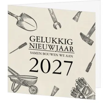 kerstkaart bouw met gereedschap en 2027