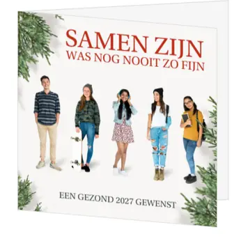 Kerstkaart samen zijn met jongeren en 2027
