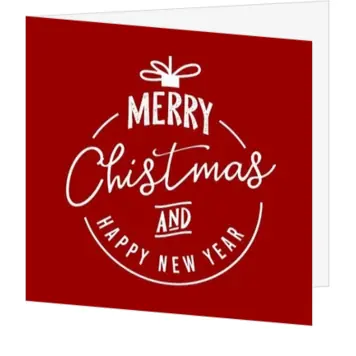 Rode kerstkaart met witte kerstbal en typografie