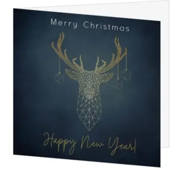 Kerstkaart met gouden geometrisch rendier