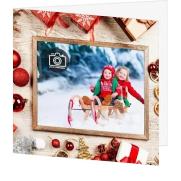 kerstkaart met eigen foto in houten lijst