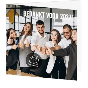 Kerstkaart met teamfoto en krachtige uitstraling
