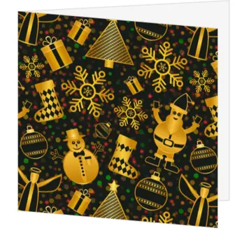 kerstkaart met goud en zwart patroon