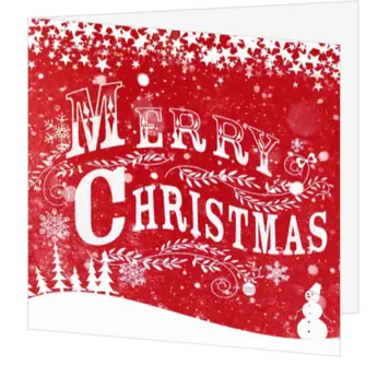 kerstkaart met rode sneeuwachtergrond en Merry Christmas