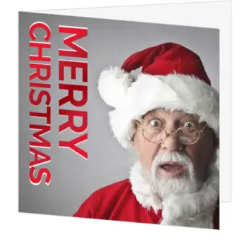 kerstkaart met kerstman en Merry Christmas