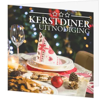kerstkaart kerstdiner uitnodiging met sfeervolle tafel
