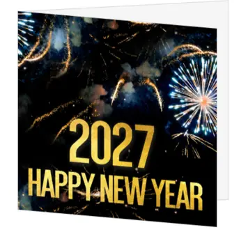 kerstkaart met vuurwerk en 2027