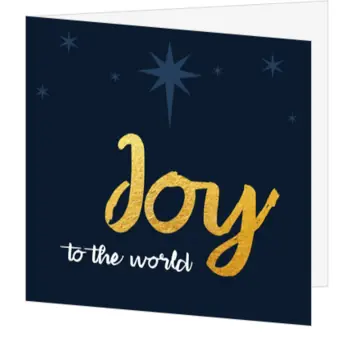 kerstkaart Joy to the world met gouden typografie
