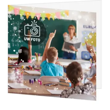 kerstkaart met foto in winterse schoolsfeer