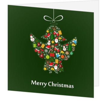 Kerstkaart met Merry Christmas en kerstengel