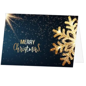 kerstkaart met gouden sneeuwkristal en Merry Christmas