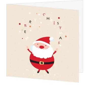 kerstkaart met kerstman en jonglerende letters