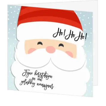 Kerstkaart met vrolijke kerstman en sneeuw