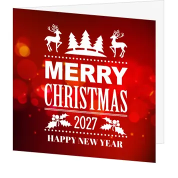 kerstkaart met rode achtergrond en 2027