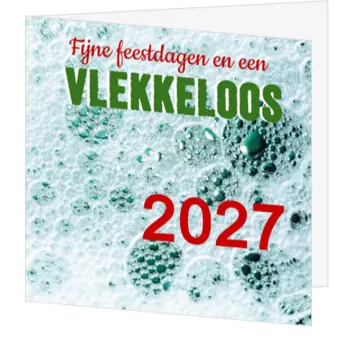 kerstkaart met zeepbellen en Vlekkeloos 2027